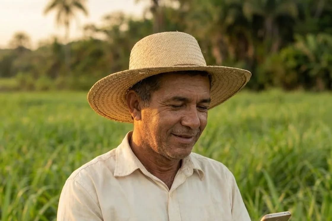 A farmer asking FarmerChat a question by voice